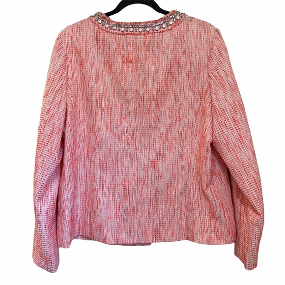 NYDJ Tweed Rhinestone Orange Blazer Jacket size L NEW NWT - Picture 3 of 12